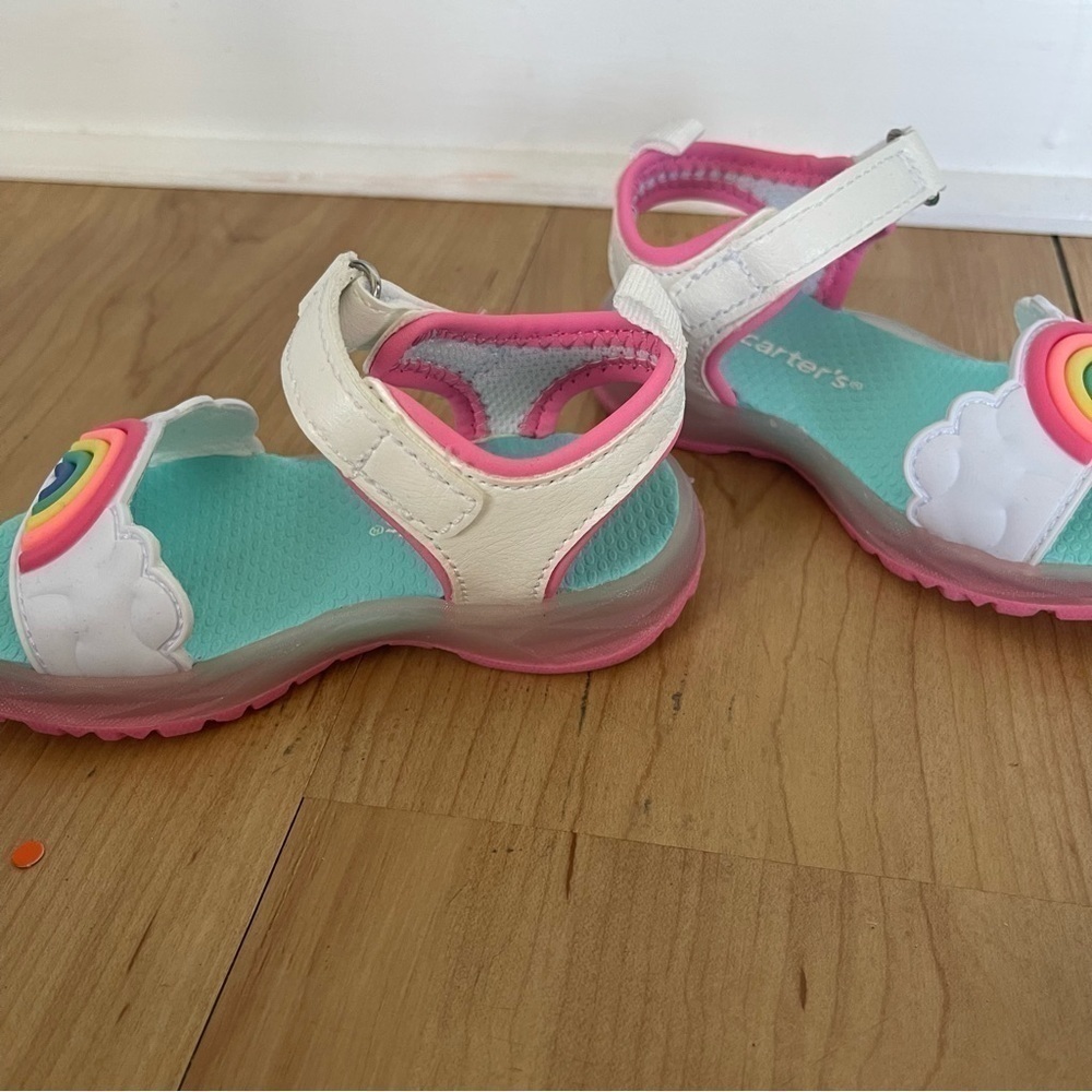 Nwot Carters Dreamy Girls Rainbow Light Up Sandals - Picture 3 of 8